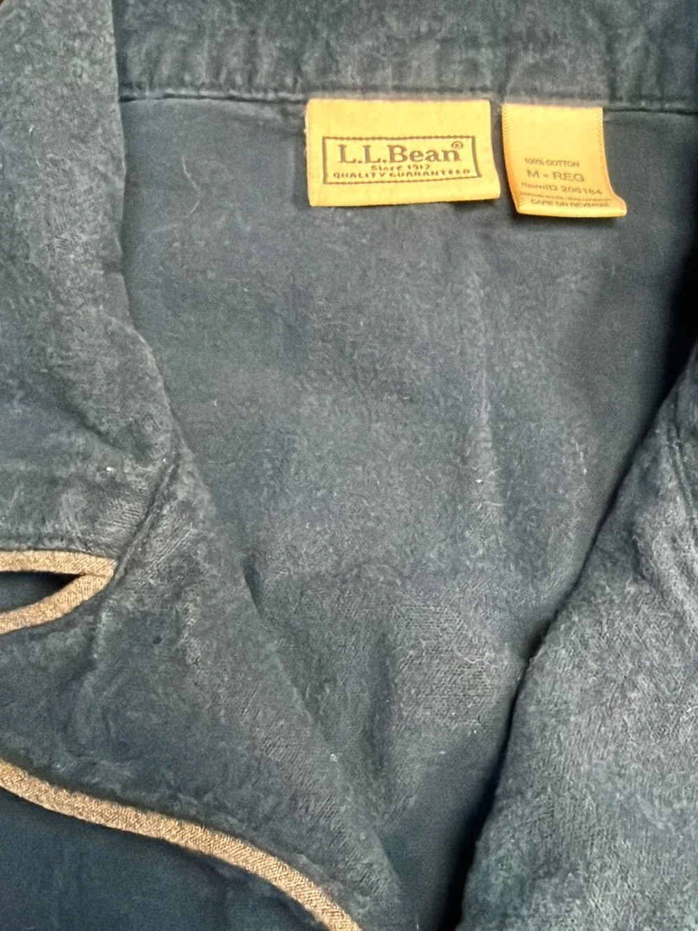 L.L. Bean Vintage Men’s Medium cotton flannel navy blue and grey trim pajama set